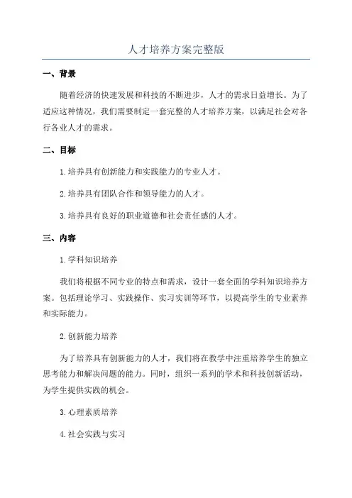 人才培养方案完整版
