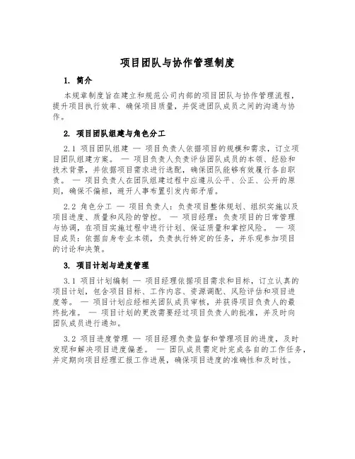项目团队与协作管理制度