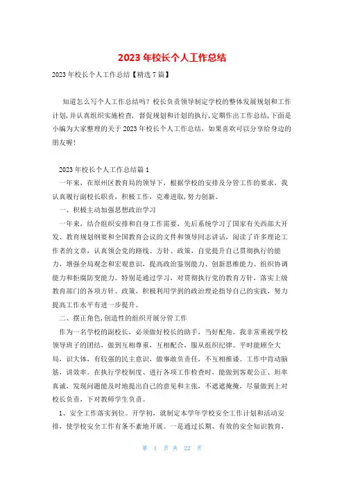 2023年校长个人工作总结