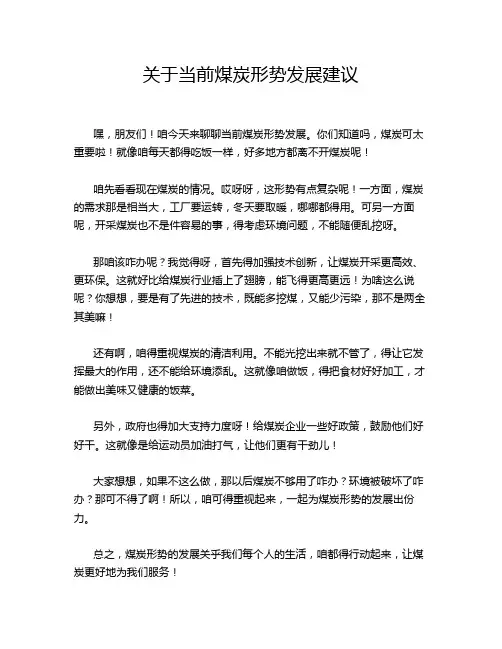 关于当前煤炭形势发展建议