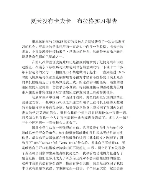 夏天没有卡夫卡--布拉格实习报告
