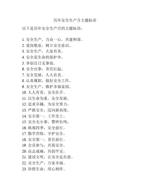 历年安全生产月主题标语