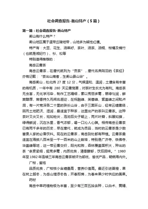 社会调查报告-衡山特产（5篇）