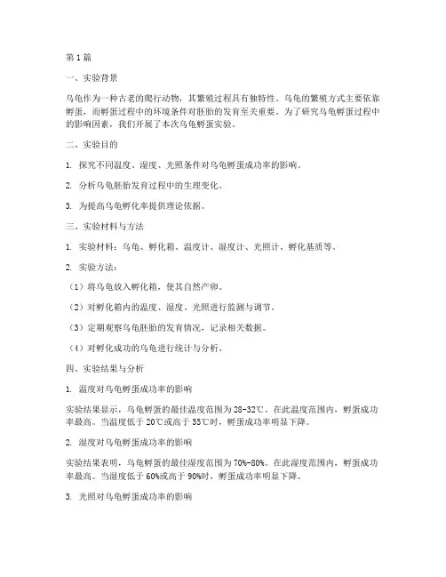 乌龟孵蛋实验报告总结(3篇)