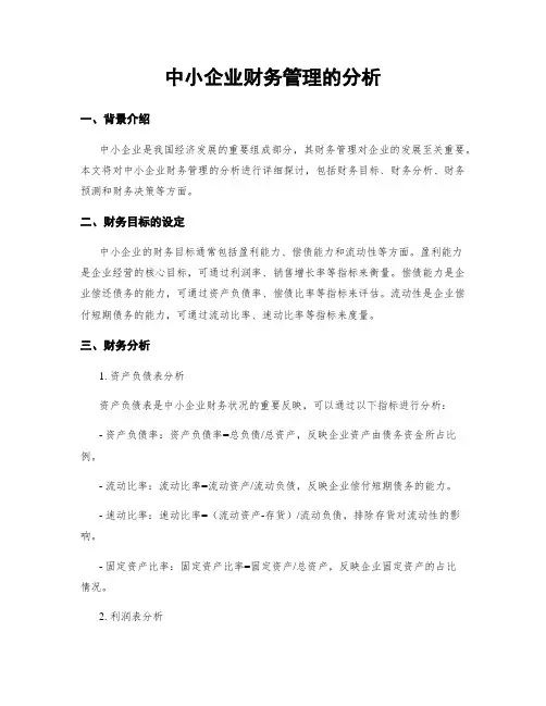 中小企业财务管理的分析