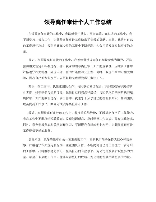 领导离任审计个人工作总结