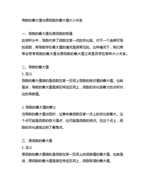 导数的最大值与原函数的最大值大小关系