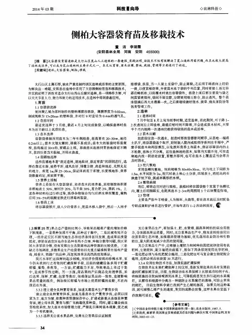 侧柏大容器袋育苗及移栽技术