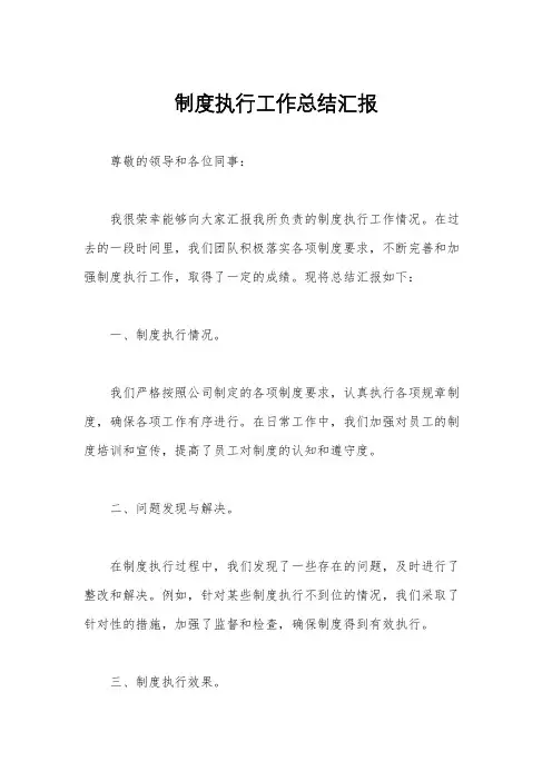 制度执行工作总结汇报