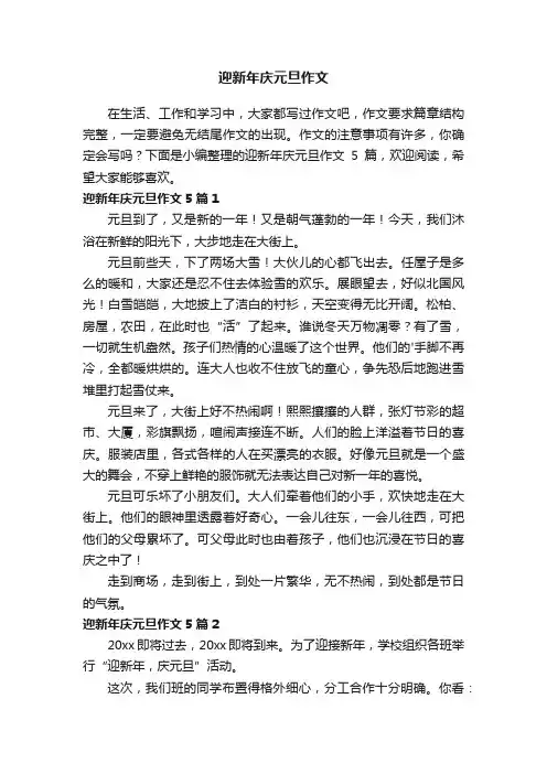 迎新年庆元旦作文5篇