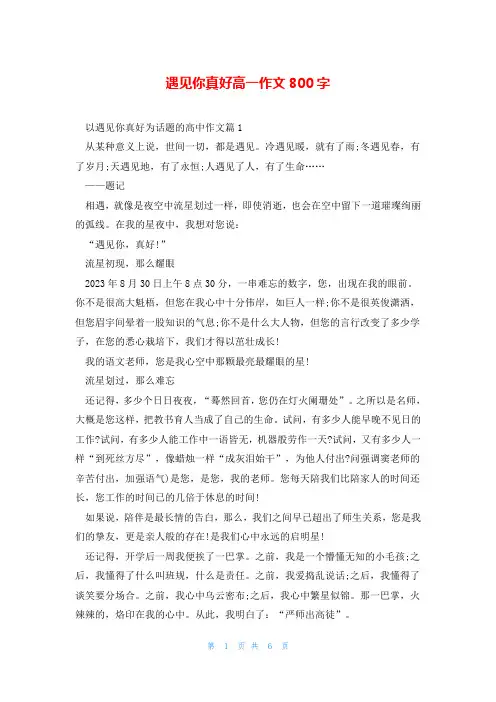 遇见你真好高一作文800字