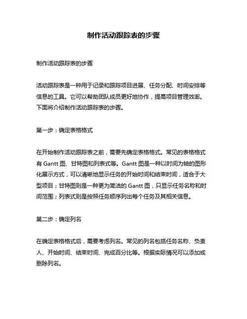 制作活动跟踪表的步骤