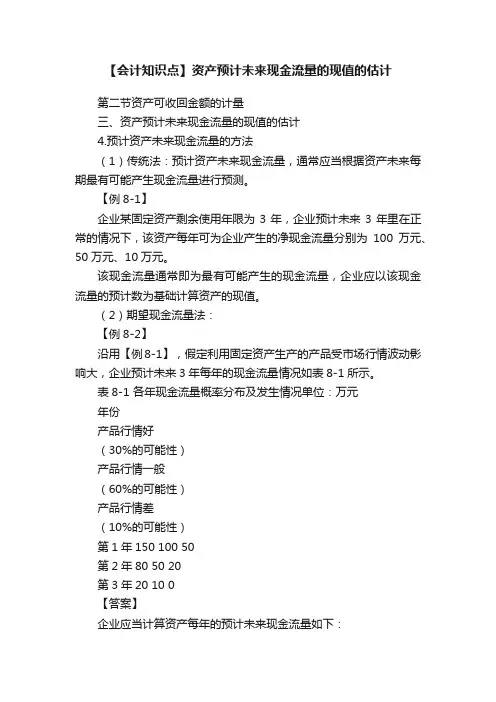 【会计知识点】资产预计未来现金流量的现值的估计