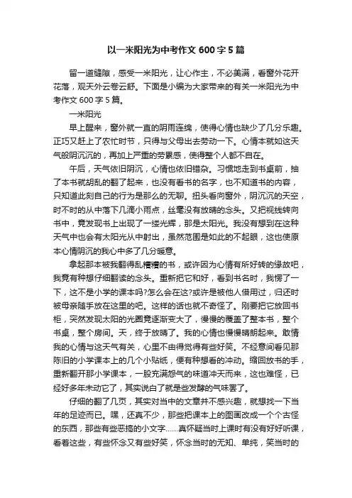 以一米阳光为中考作文600字5篇