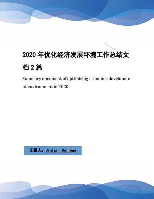 2020年优化经济发展环境工作总结文档2篇