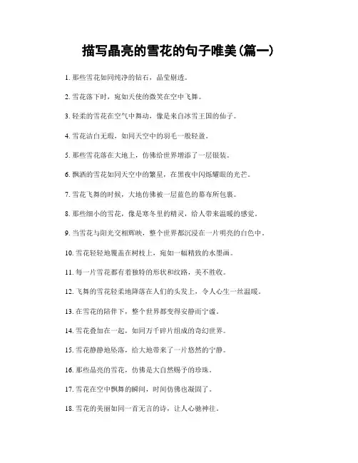 描写晶亮的雪花的句子唯美(精选2篇)
