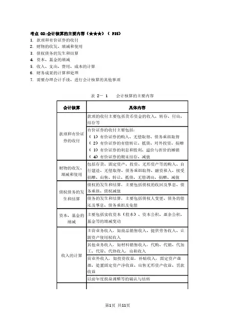初会基础精讲第7讲会计核算的主要内容、原始凭证、记账凭证、会计账簿、财务会计报告、账务核对及财产清查