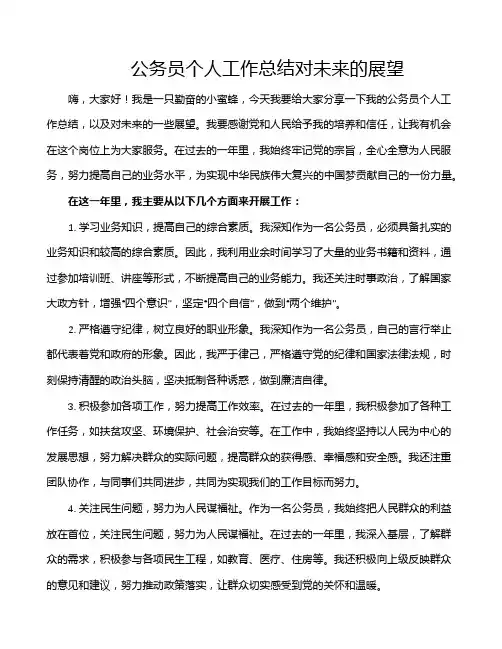 公务员个人工作总结对未来的展望