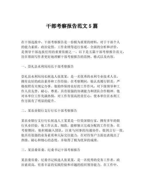 干部考察报告范文5篇