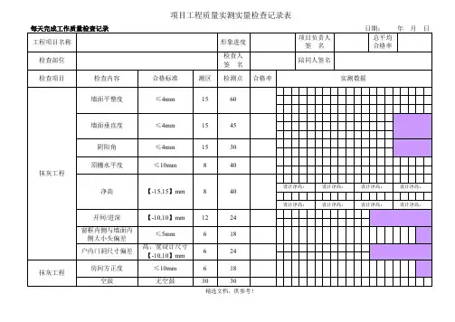 抹灰项目工程质量实测实量检查记录表