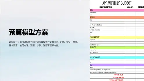 《预算模型方案》课件