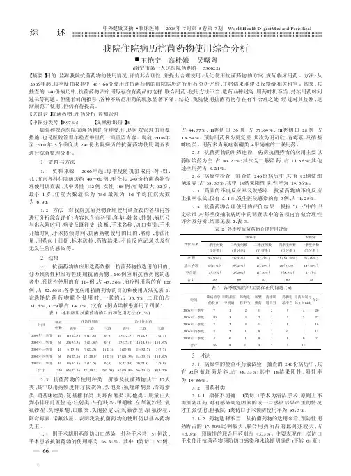 我院住院病历抗菌药物使用综合分析