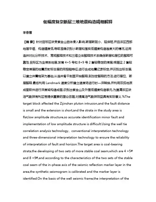 低幅度复杂断层三维地震构造精细解释