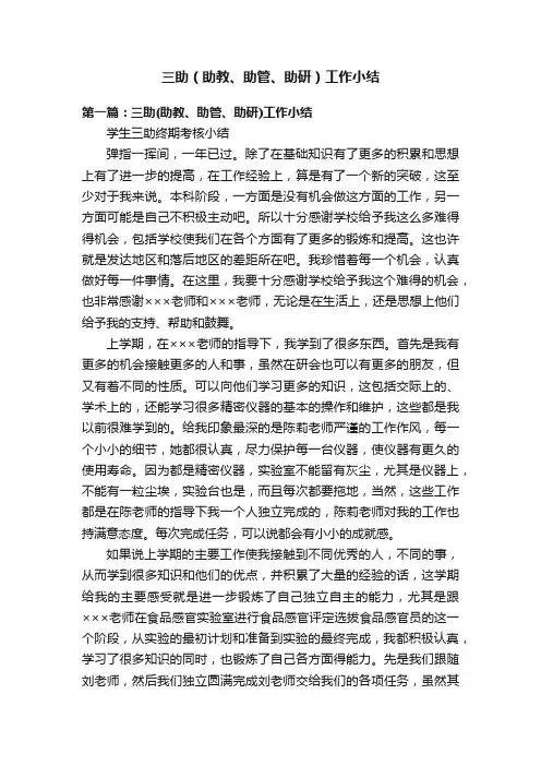 三助（助教、助管、助研）工作小结