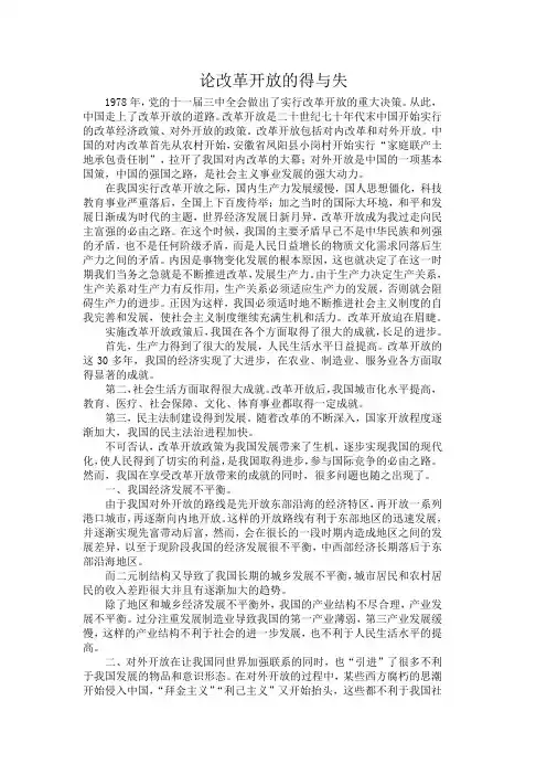 论改革开放的得与失