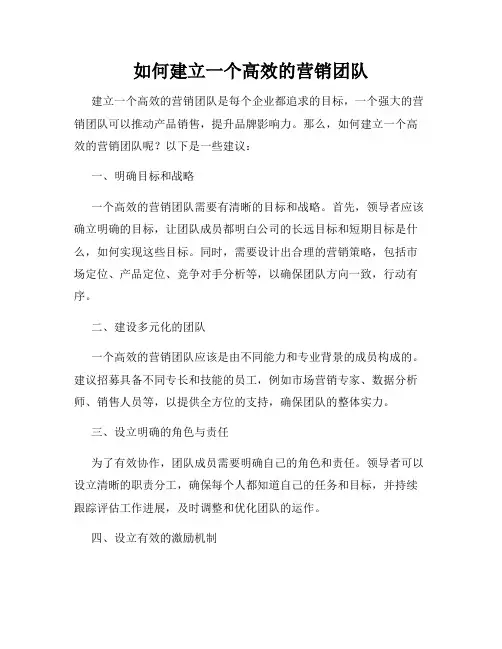 如何建立一个高效的营销团队