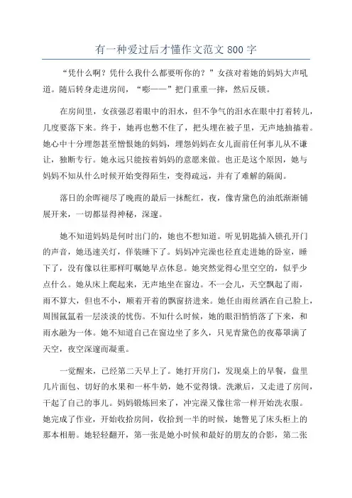 有一种爱过后才懂作文范文800字