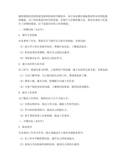 对以后的工作规划