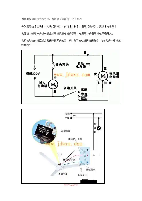 图解电风扇电机接线方法-红运扇接线图