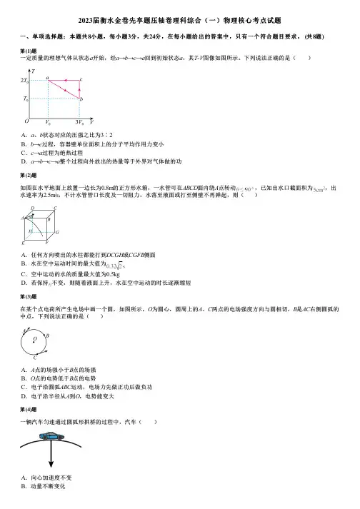 2023届衡水金卷先享题压轴卷理科综合(一)物理核心考点试题