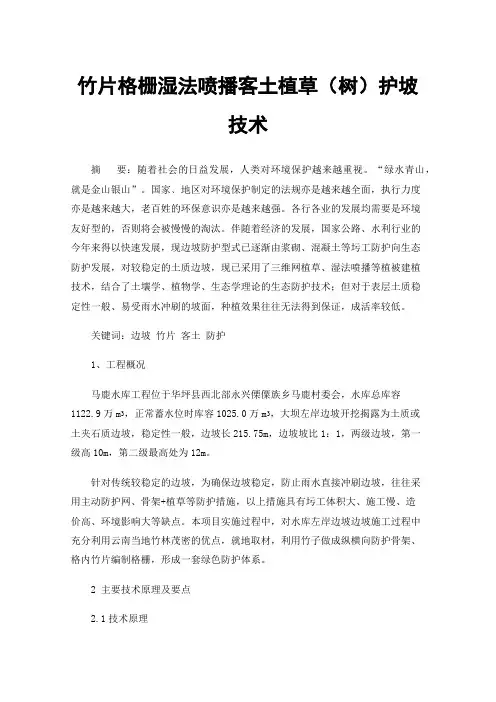 竹片格栅湿法喷播客土植草（树）护坡技术
