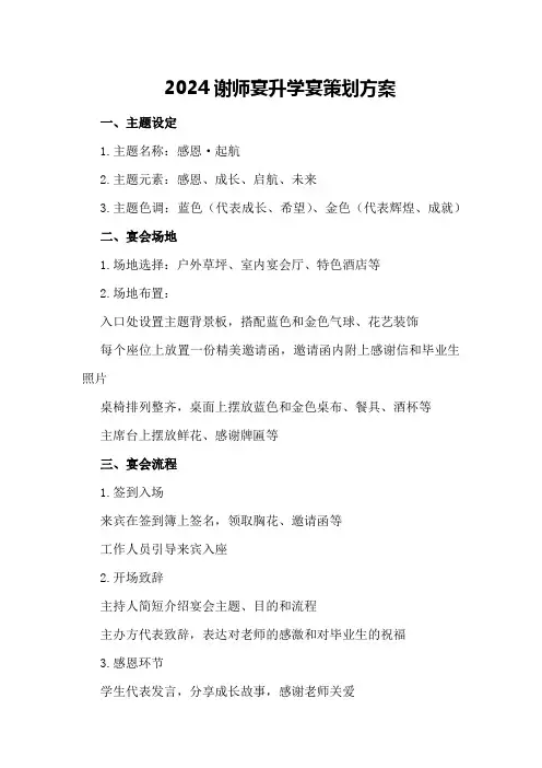 2024谢师宴升学宴策划方案