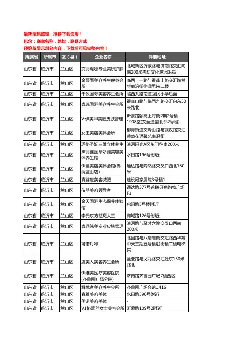 新版山东省临沂市兰山区美容院企业公司商家户名录单联系方式地址大全899家