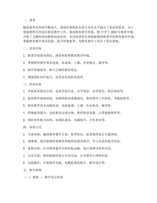 教师岗前培训的教学案例