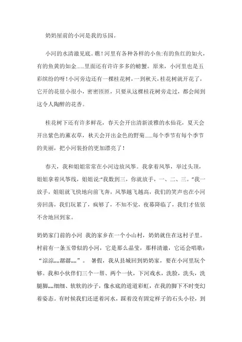 四年级下册作文我的乐园题目奶奶家的小河