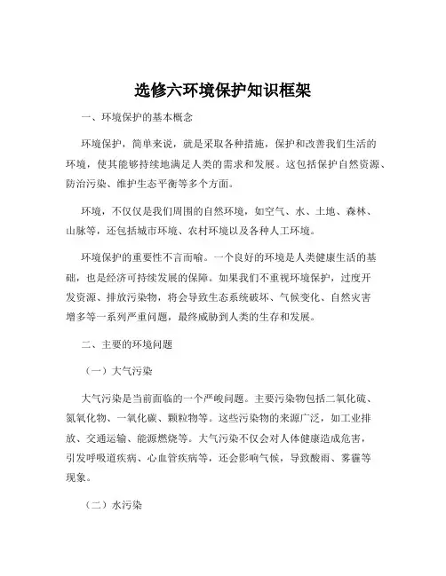选修六环境保护知识框架