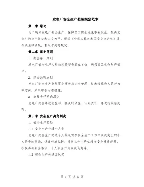 发电厂安全生产奖惩规定范本（2篇）