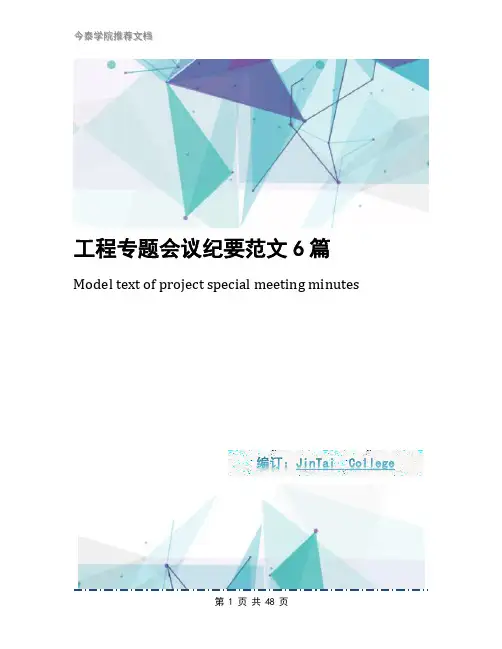 工程专题会议纪要范文6篇