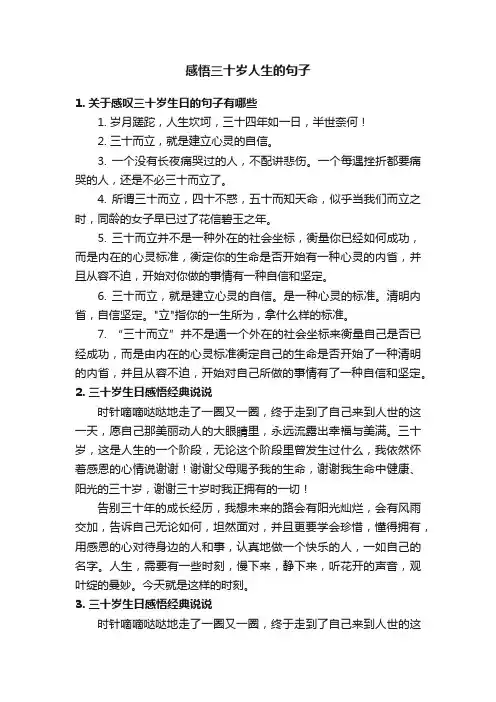 感悟三十岁人生的句子