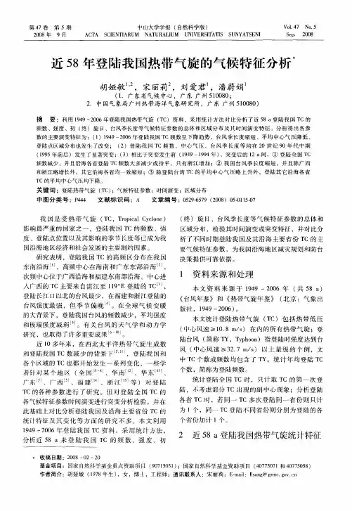 近58年登陆我国热带气旋的气候特征分析