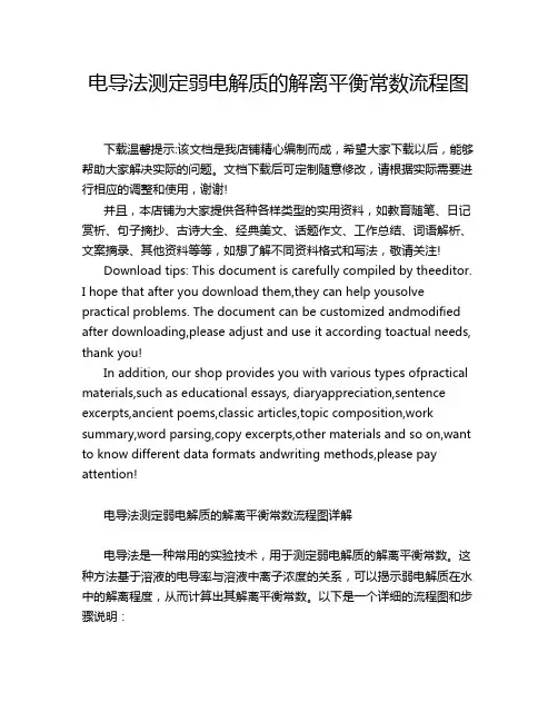 电导法测定弱电解质的解离平衡常数流程图