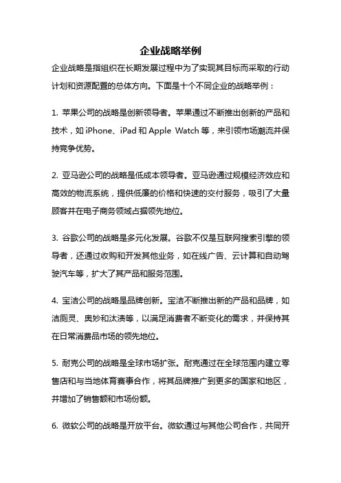 企业战略举例