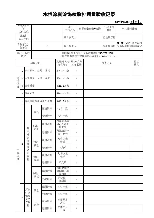 GD-C3-51467 水性涂料涂饰检验批质量验收记录