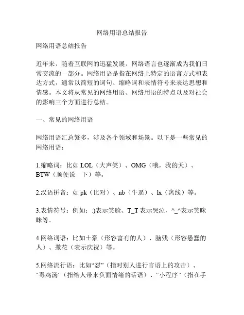 网络用语总结报告