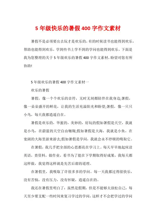 5年级快乐的暑假400字作文素材