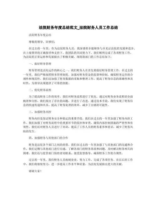 法院财务年度总结范文_法院财务人员工作总结